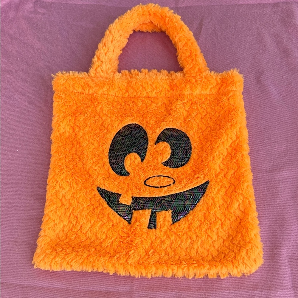Cozy Orange Pumpkin Face Kids Tote